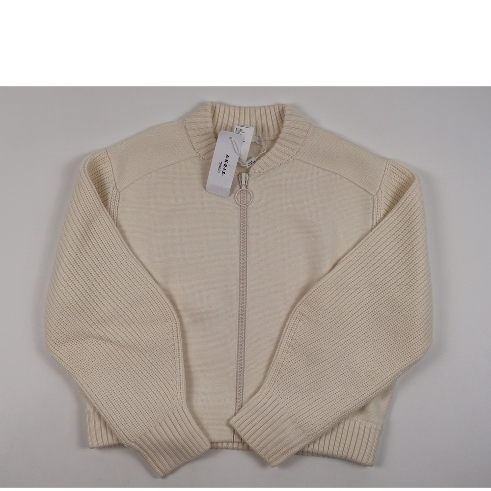 Akris Punto Bomber Jacket Ivory Solid 10 Virgin Wool NWT Retail $1360